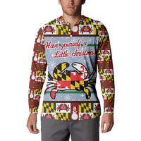 Maryland Symbols Christmas Button Sweatshirt Xmas Holiday Patterns - Wonder Print Shop