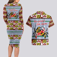 Maryland Symbols Christmas Couples Matching Long Sleeve Bodycon Dress and Hawaiian Shirt Xmas Holiday Patterns - Wonder Print Shop