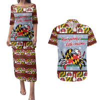 Maryland Symbols Christmas Couples Matching Puletasi and Hawaiian Shirt Xmas Holiday Patterns - Wonder Print Shop
