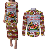 Maryland Symbols Christmas Couples Matching Puletasi and Long Sleeve Button Shirt Xmas Holiday Patterns - Wonder Print Shop
