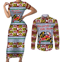 Maryland Symbols Christmas Couples Matching Short Sleeve Bodycon Dress and Long Sleeve Button Shirt Xmas Holiday Patterns - Wonder Print Shop