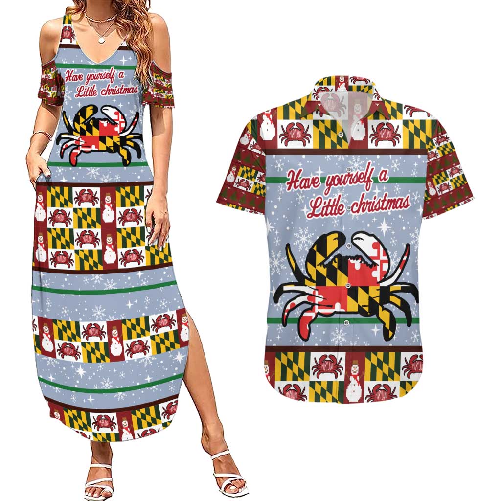 Maryland Symbols Christmas Couples Matching Summer Maxi Dress and Hawaiian Shirt Xmas Holiday Patterns - Wonder Print Shop