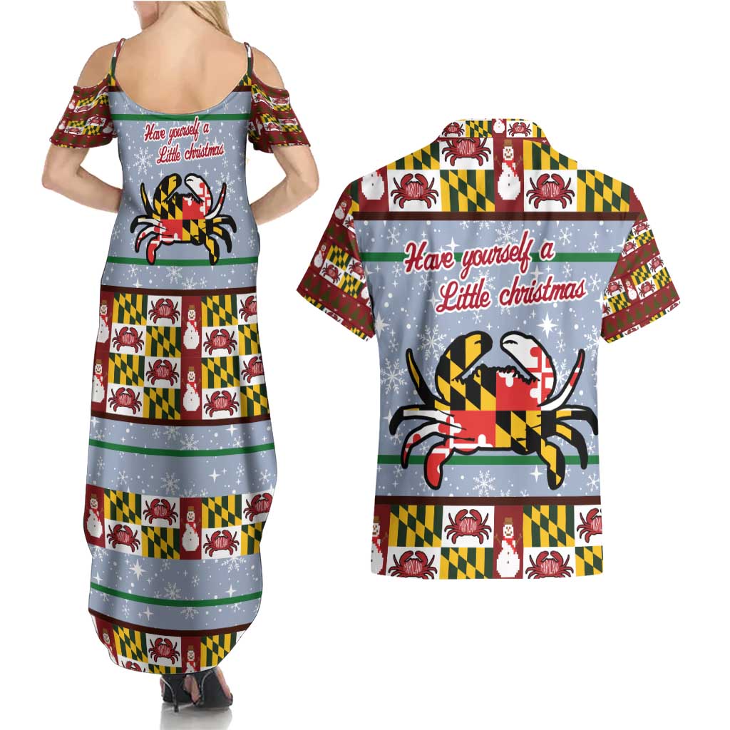 Maryland Symbols Christmas Couples Matching Summer Maxi Dress and Hawaiian Shirt Xmas Holiday Patterns - Wonder Print Shop