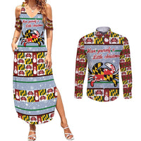 Maryland Symbols Christmas Couples Matching Summer Maxi Dress and Long Sleeve Button Shirt Xmas Holiday Patterns - Wonder Print Shop