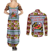 Maryland Symbols Christmas Couples Matching Summer Maxi Dress and Long Sleeve Button Shirt Xmas Holiday Patterns - Wonder Print Shop