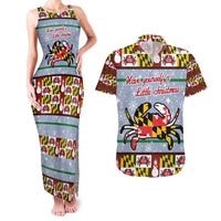 Maryland Symbols Christmas Couples Matching Tank Maxi Dress and Hawaiian Shirt Xmas Holiday Patterns - Wonder Print Shop