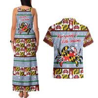 Maryland Symbols Christmas Couples Matching Tank Maxi Dress and Hawaiian Shirt Xmas Holiday Patterns - Wonder Print Shop