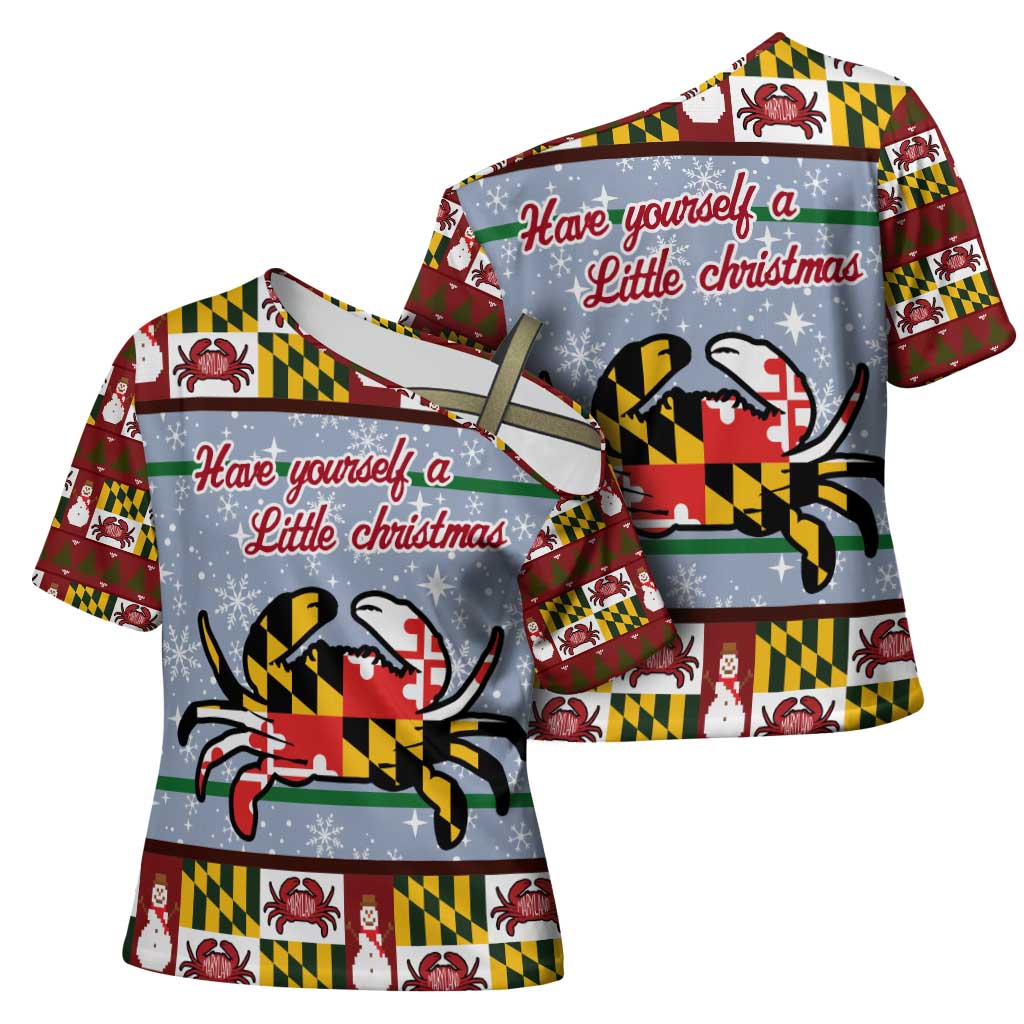 Maryland Symbols Christmas Cross Shoulder Shirt Xmas Holiday Patterns - Wonder Print Shop