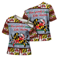 Maryland Symbols Christmas Cross Shoulder Shirt Xmas Holiday Patterns - Wonder Print Shop