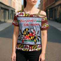 Maryland Symbols Christmas Cross Shoulder Shirt Xmas Holiday Patterns - Wonder Print Shop