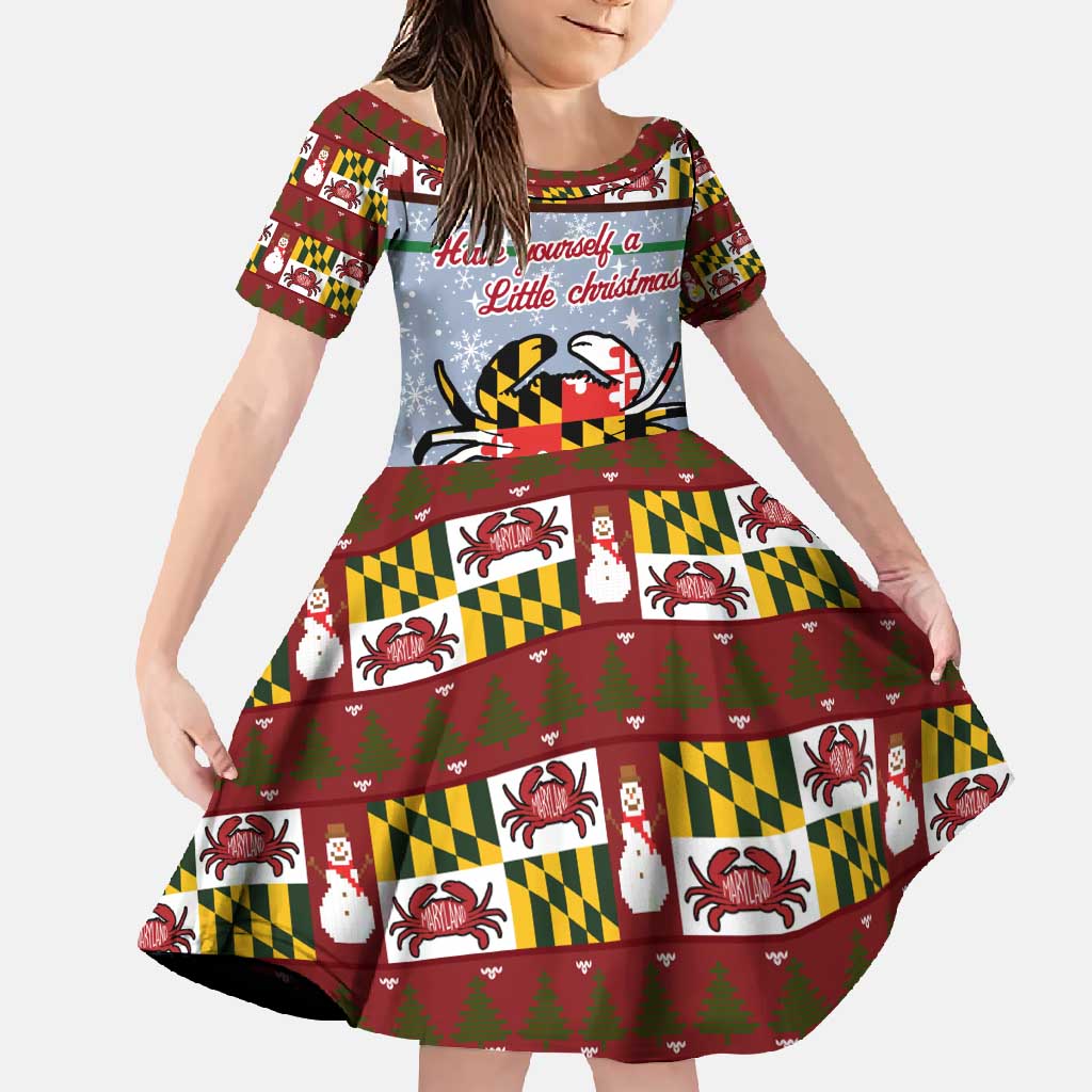 Maryland Symbols Christmas Family Matching Long Sleeve Bodycon Dress and Hawaiian Shirt Xmas Holiday Patterns - Wonder Print Shop