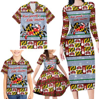 Maryland Symbols Christmas Family Matching Long Sleeve Bodycon Dress and Hawaiian Shirt Xmas Holiday Patterns - Wonder Print Shop