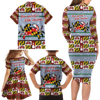 Maryland Symbols Christmas Family Matching Long Sleeve Bodycon Dress and Hawaiian Shirt Xmas Holiday Patterns - Wonder Print Shop