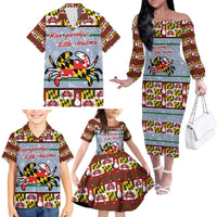 Maryland Symbols Christmas Family Matching Off The Shoulder Long Sleeve Dress and Hawaiian Shirt Xmas Holiday Patterns - Wonder Print Shop