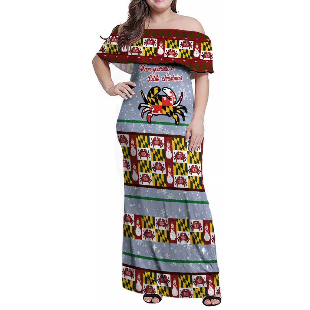 Maryland Symbols Christmas Family Matching Off Shoulder Maxi Dress and Hawaiian Shirt Xmas Holiday Patterns - Wonder Print Shop