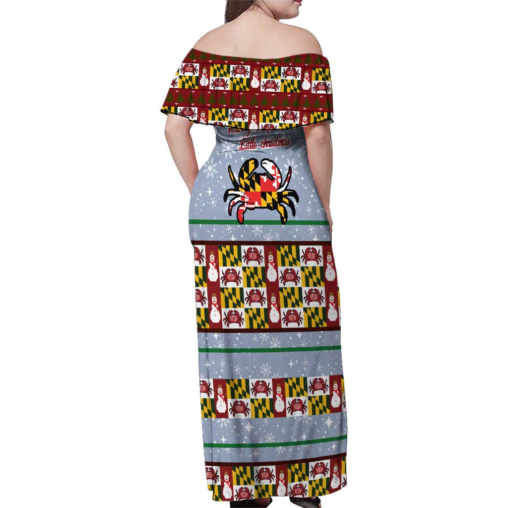 Maryland Symbols Christmas Family Matching Off Shoulder Maxi Dress and Hawaiian Shirt Xmas Holiday Patterns - Wonder Print Shop