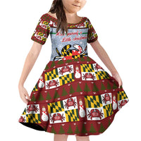 Maryland Symbols Christmas Family Matching Off Shoulder Short Dress and Hawaiian Shirt Xmas Holiday Patterns - Wonder Print Shop