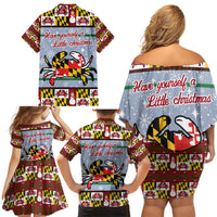 Maryland Symbols Christmas Family Matching Off Shoulder Short Dress and Hawaiian Shirt Xmas Holiday Patterns - Wonder Print Shop