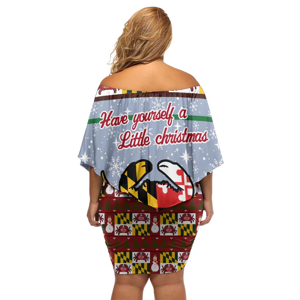 Maryland Symbols Christmas Family Matching Off Shoulder Short Dress and Hawaiian Shirt Xmas Holiday Patterns - Wonder Print Shop