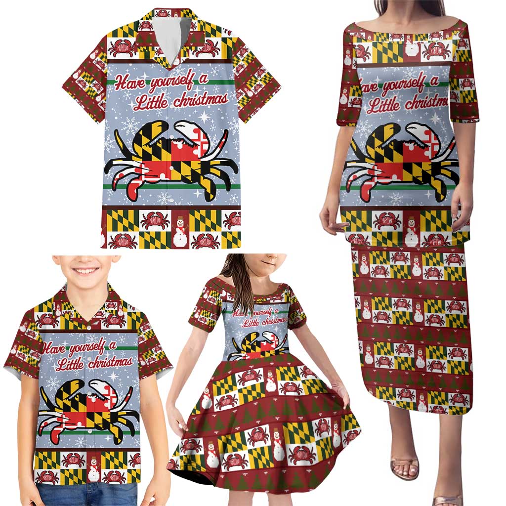 Maryland Symbols Christmas Family Matching Puletasi and Hawaiian Shirt Xmas Holiday Patterns - Wonder Print Shop