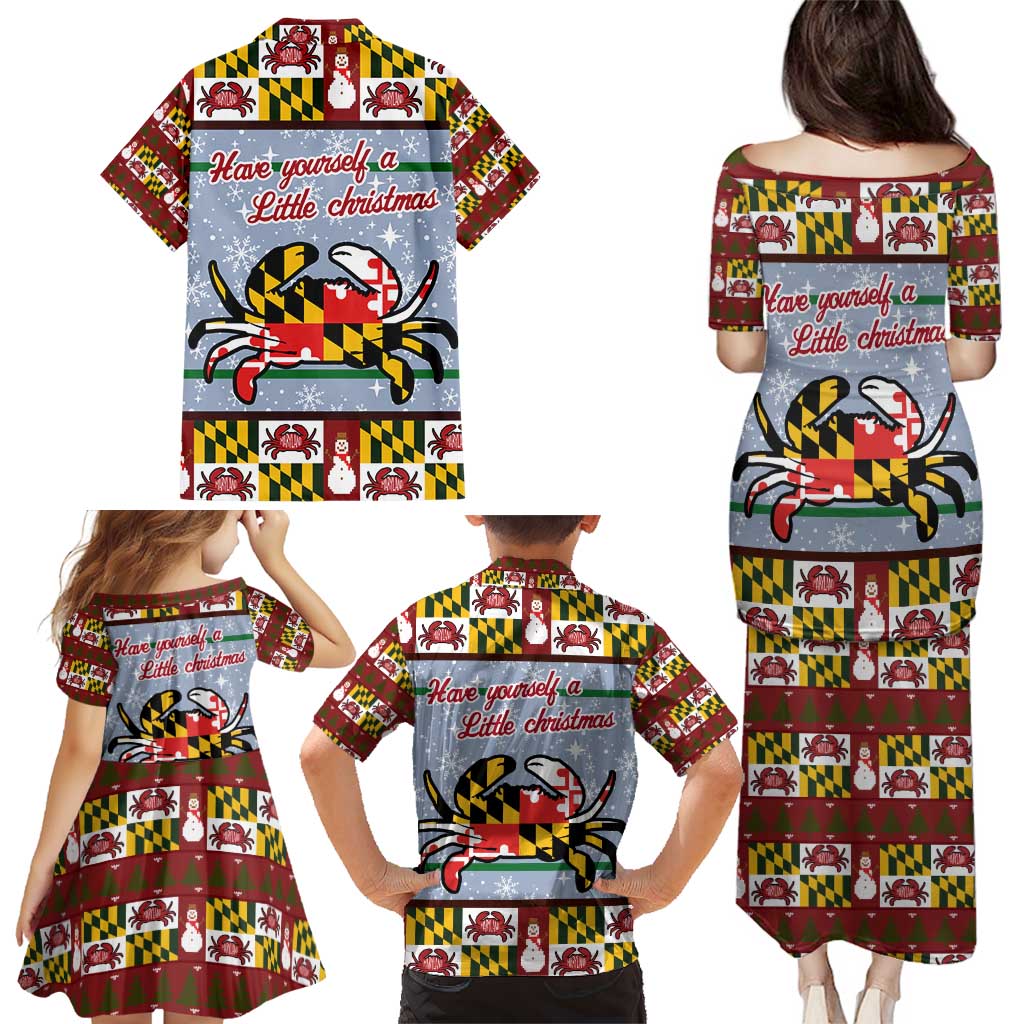 Maryland Symbols Christmas Family Matching Puletasi and Hawaiian Shirt Xmas Holiday Patterns - Wonder Print Shop
