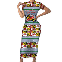 Maryland Symbols Christmas Family Matching Short Sleeve Bodycon Dress and Hawaiian Shirt Xmas Holiday Patterns - Wonder Print Shop