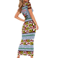 Maryland Symbols Christmas Family Matching Short Sleeve Bodycon Dress and Hawaiian Shirt Xmas Holiday Patterns - Wonder Print Shop