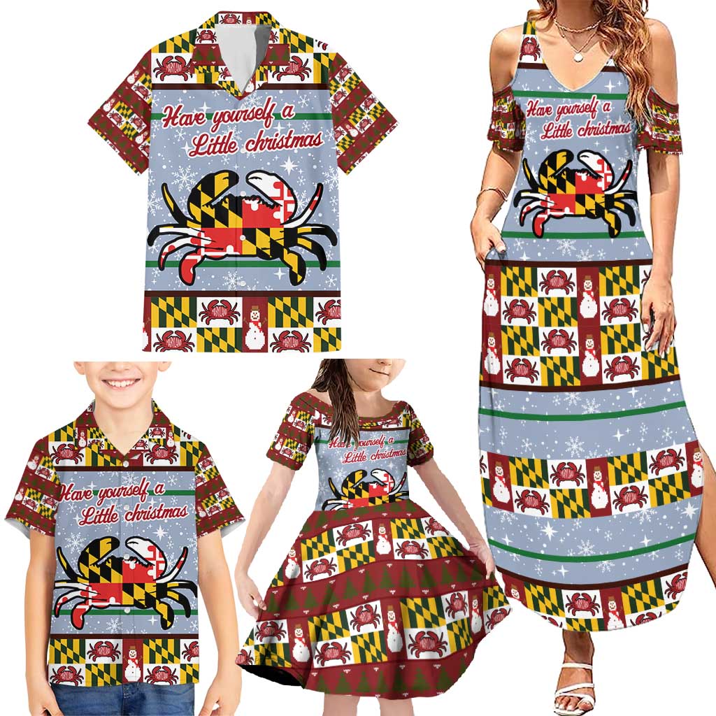 Maryland Symbols Christmas Family Matching Summer Maxi Dress and Hawaiian Shirt Xmas Holiday Patterns - Wonder Print Shop