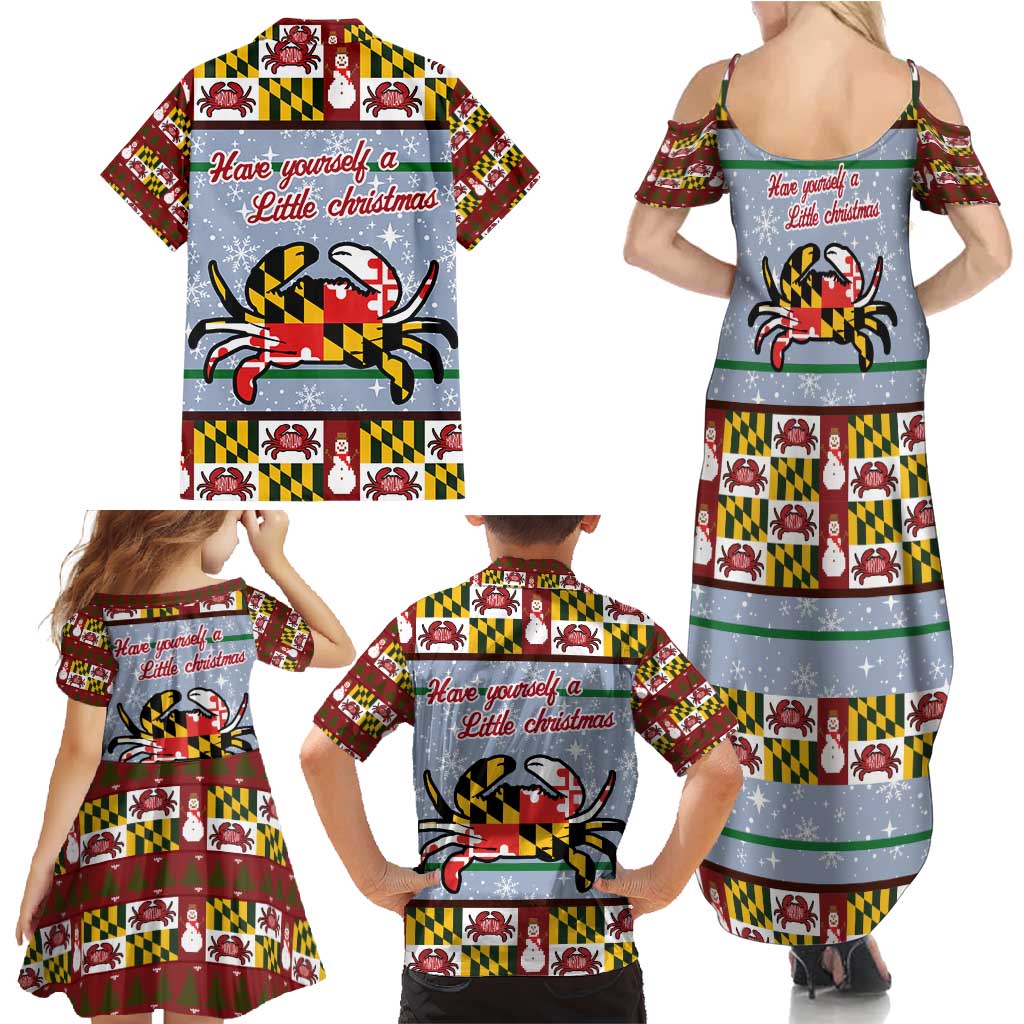 Maryland Symbols Christmas Family Matching Summer Maxi Dress and Hawaiian Shirt Xmas Holiday Patterns - Wonder Print Shop