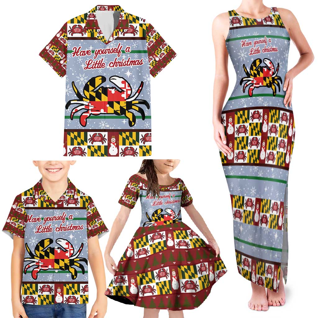 Maryland Symbols Christmas Family Matching Tank Maxi Dress and Hawaiian Shirt Xmas Holiday Patterns - Wonder Print Shop