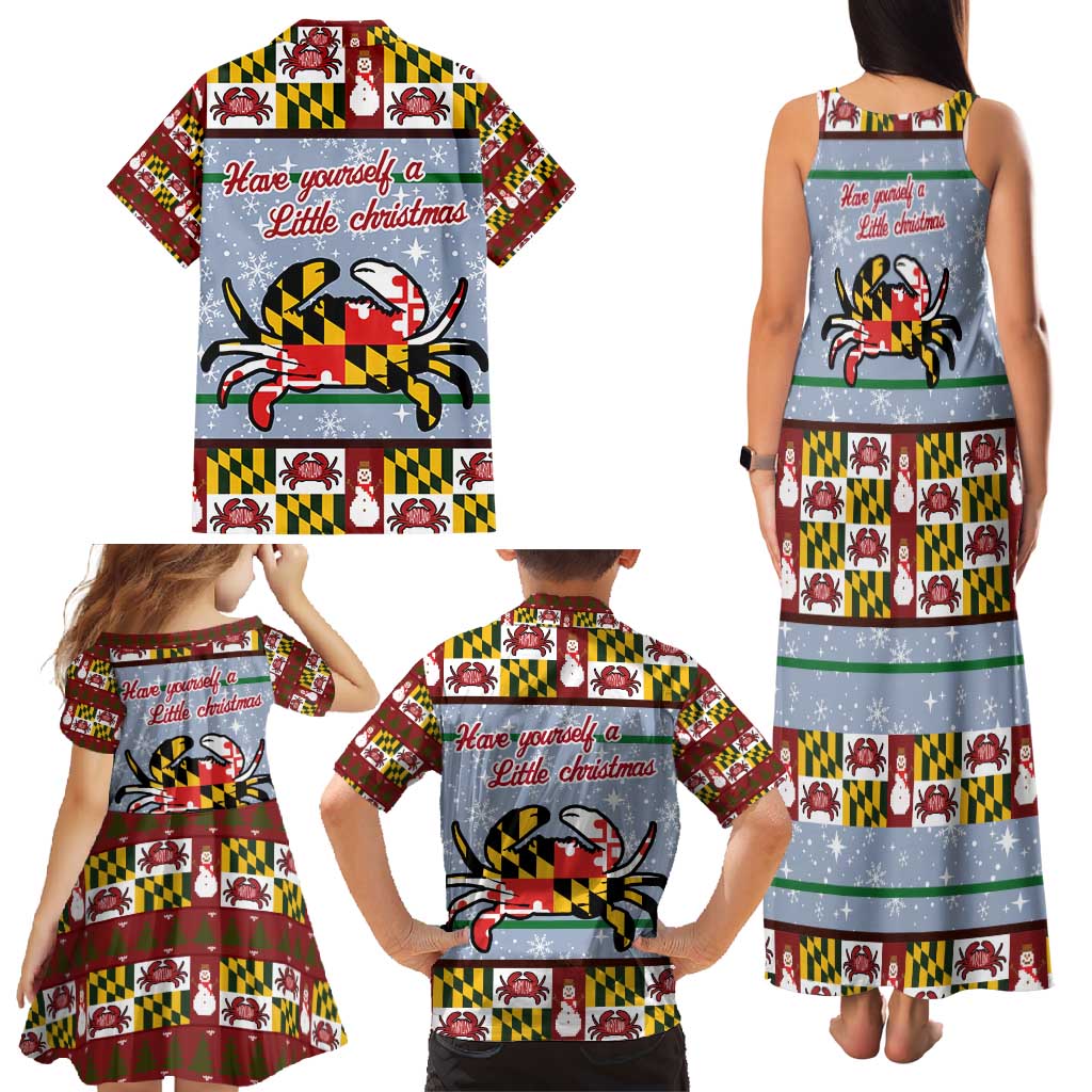 Maryland Symbols Christmas Family Matching Tank Maxi Dress and Hawaiian Shirt Xmas Holiday Patterns - Wonder Print Shop