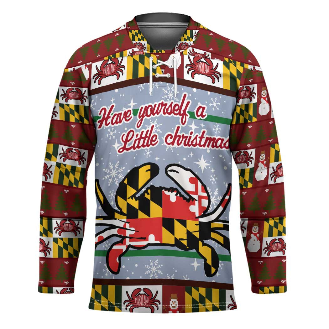 Maryland Symbols Christmas Hockey Jersey Xmas Holiday Patterns - Wonder Print Shop