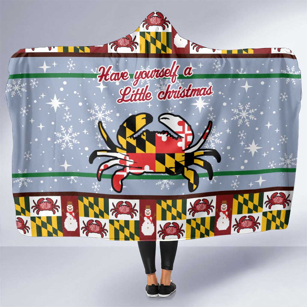 Maryland Symbols Christmas Hooded Blanket Xmas Holiday Patterns - Wonder Print Shop
