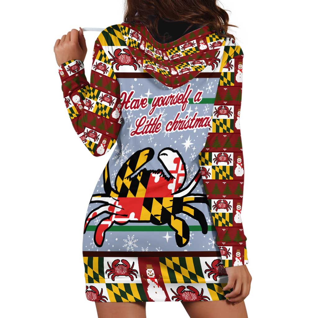 Maryland Symbols Christmas Hoodie Dress Xmas Holiday Patterns - Wonder Print Shop