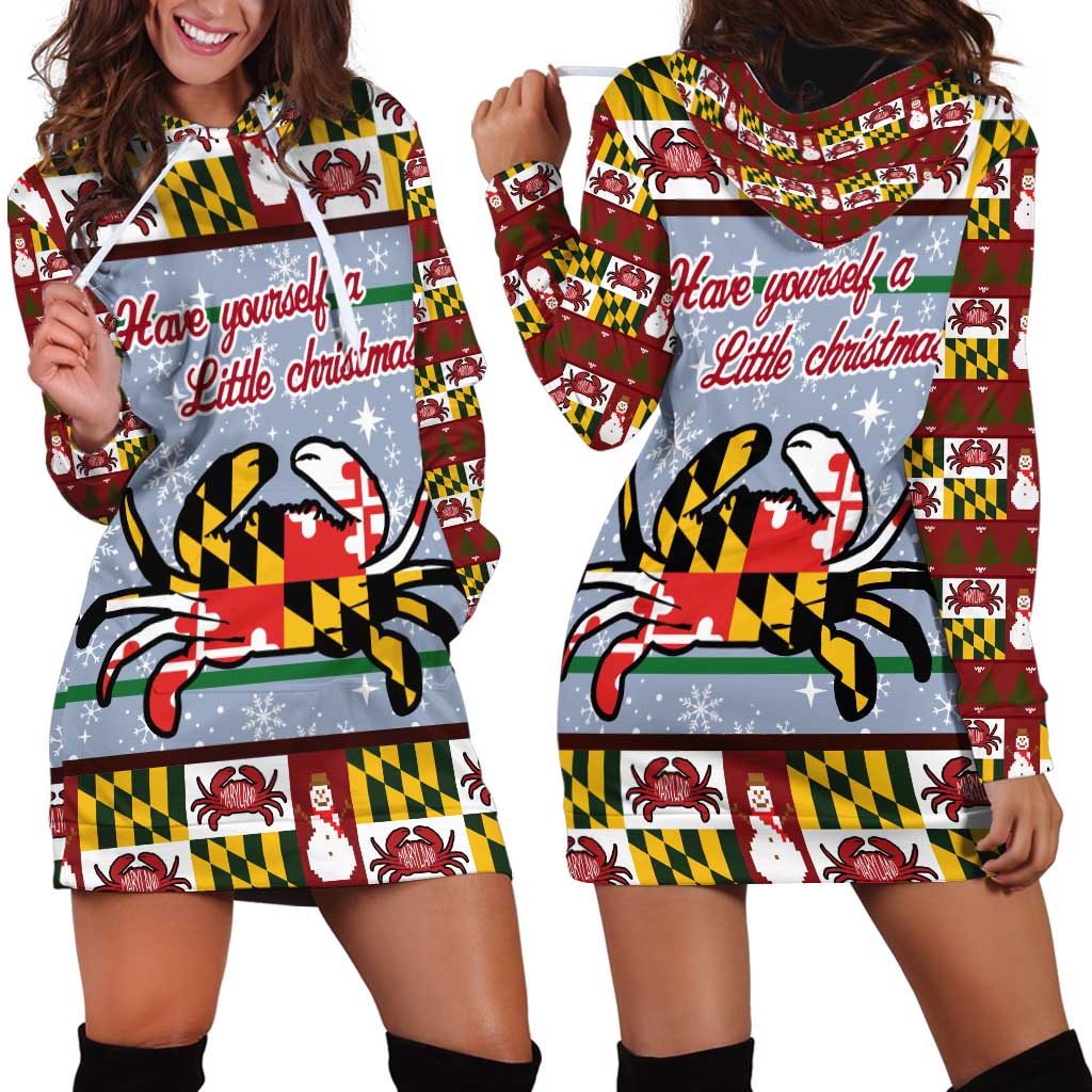 Maryland Symbols Christmas Hoodie Dress Xmas Holiday Patterns - Wonder Print Shop