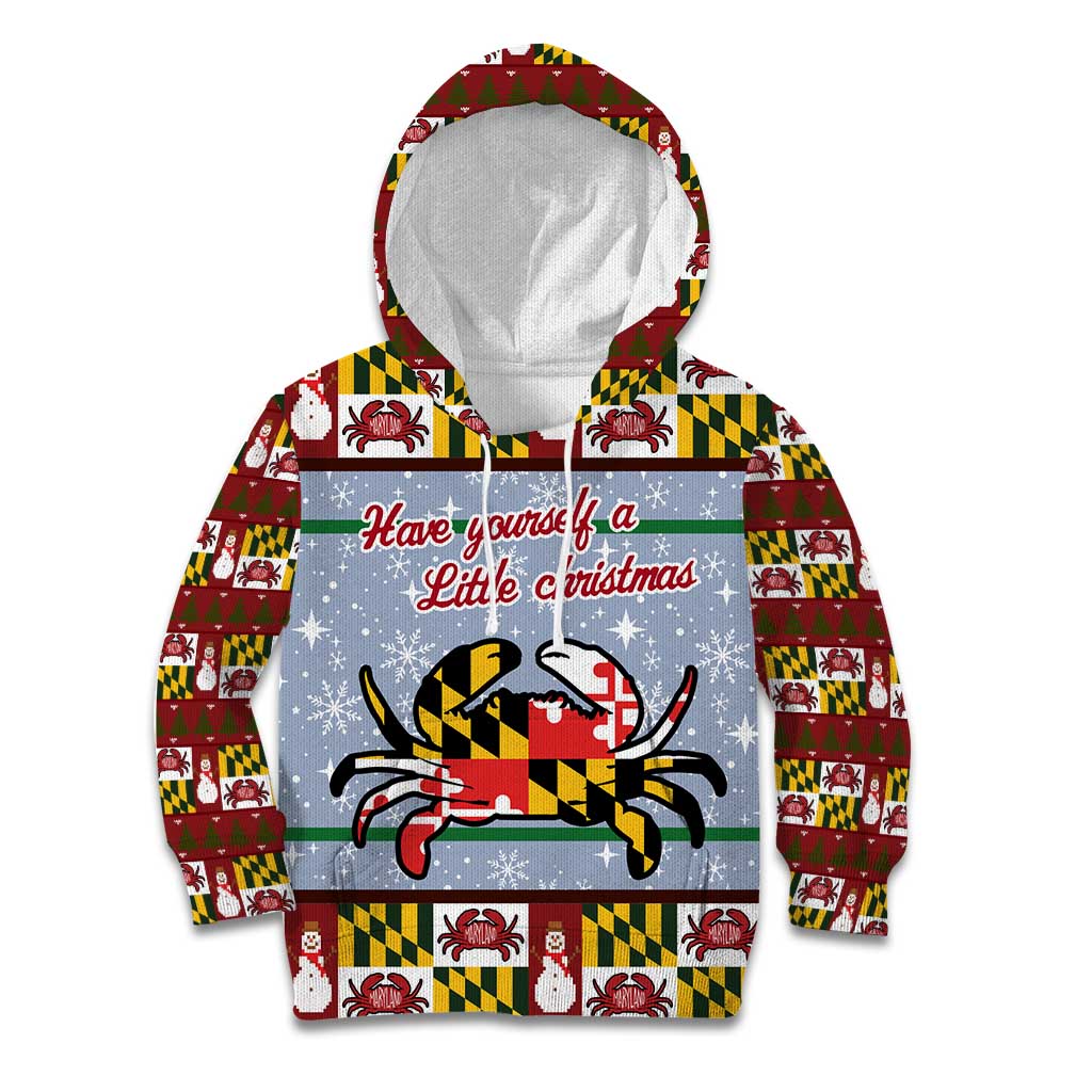 Maryland Symbols Christmas Kid Hoodie Xmas Holiday Patterns - Wonder Print Shop