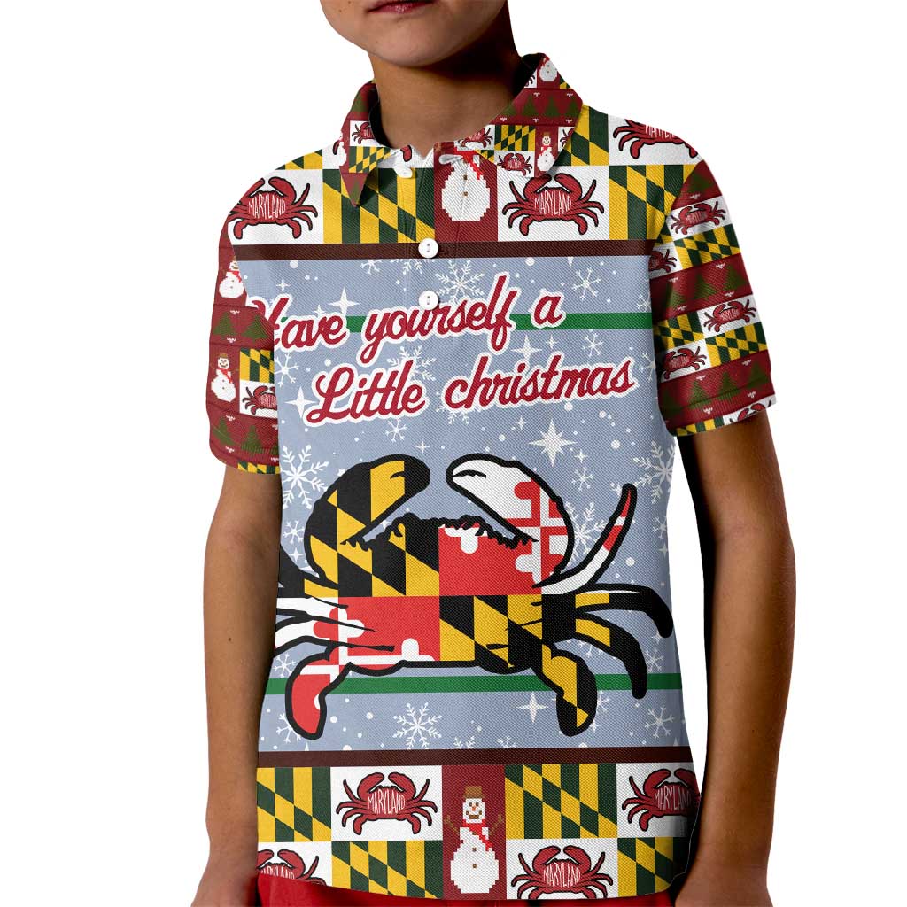 Maryland Symbols Christmas Kid Polo Shirt Xmas Holiday Patterns - Wonder Print Shop