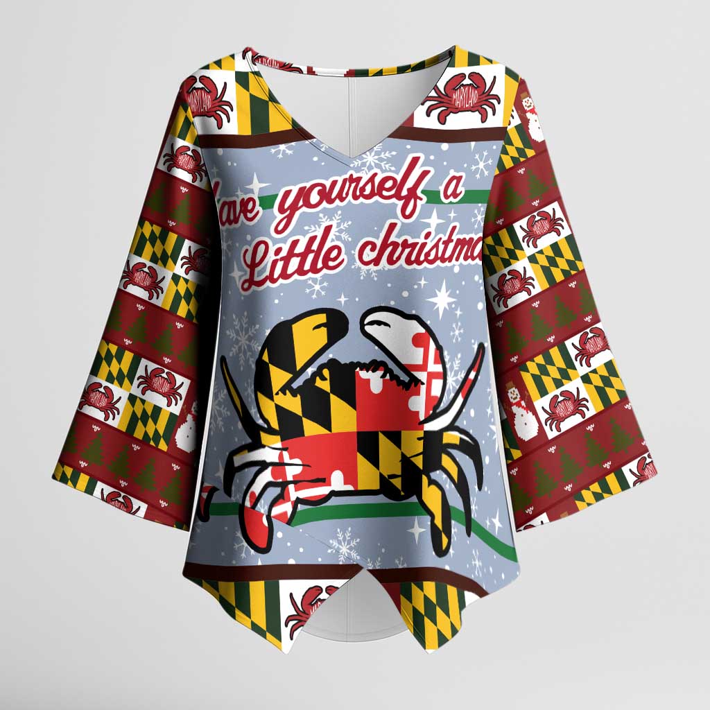 Maryland Symbols Christmas Kimono Sleeve Blouse Xmas Holiday Patterns - Wonder Print Shop
