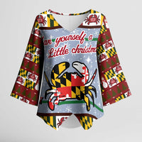 Maryland Symbols Christmas Kimono Sleeve Blouse Xmas Holiday Patterns - Wonder Print Shop