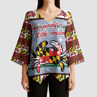 Maryland Symbols Christmas Kimono Sleeve Blouse Xmas Holiday Patterns - Wonder Print Shop