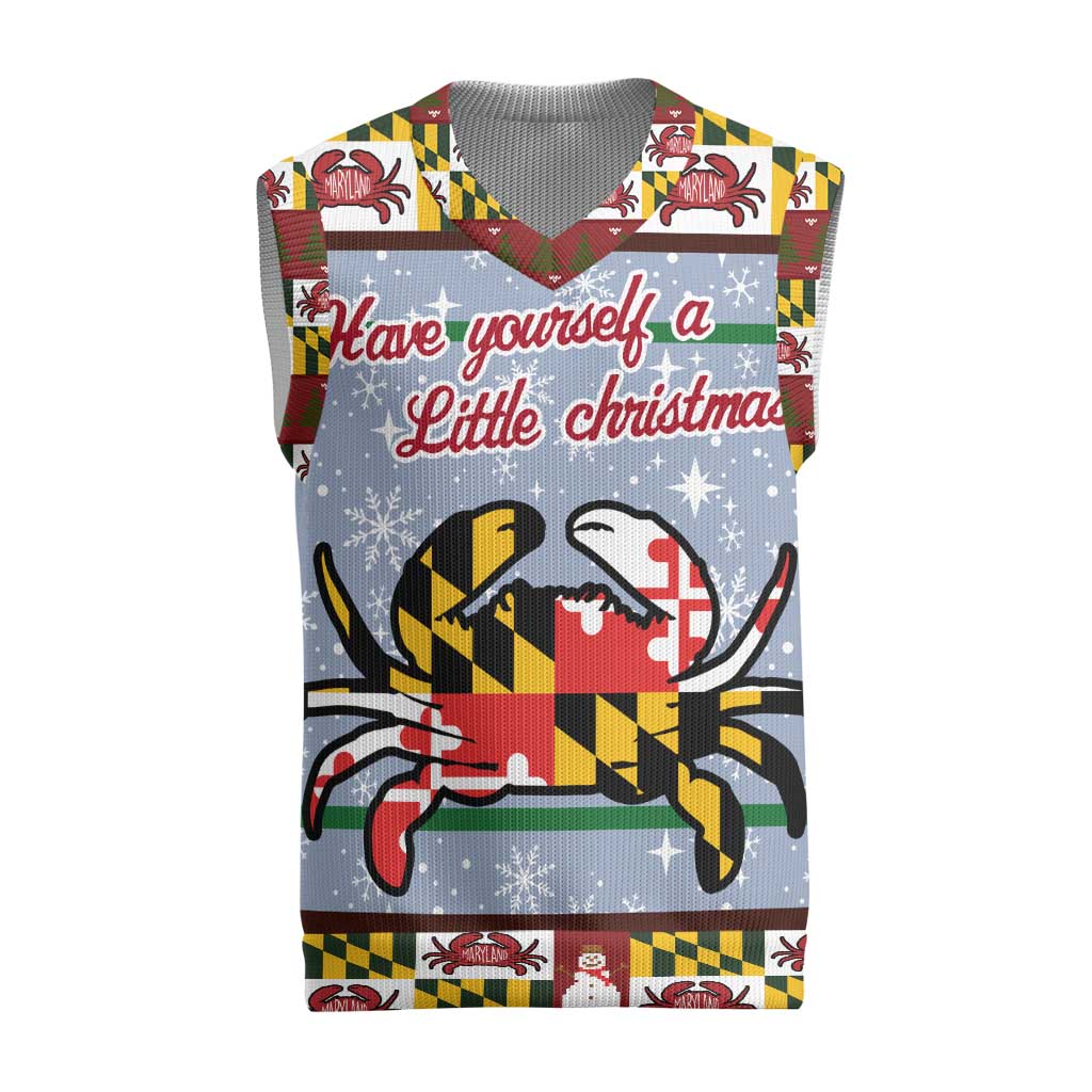 Maryland Symbols Christmas Knitted V-Neck Vest Xmas Holiday Patterns - Wonder Print Shop