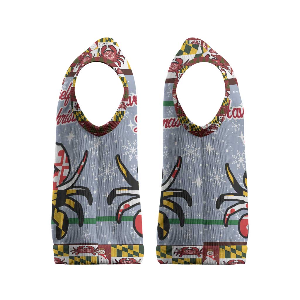 Maryland Symbols Christmas Knitted V-Neck Vest Xmas Holiday Patterns - Wonder Print Shop