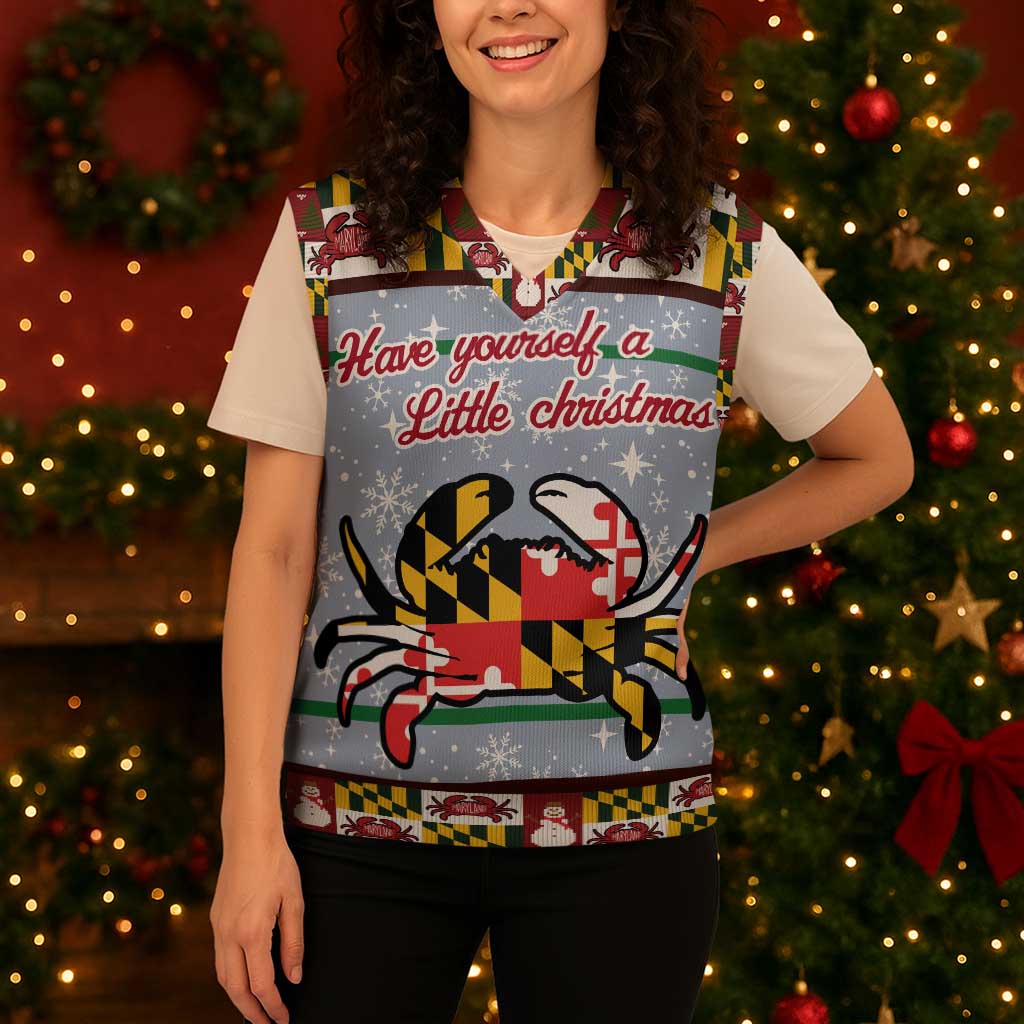 Maryland Symbols Christmas Knitted V-Neck Vest Xmas Holiday Patterns - Wonder Print Shop