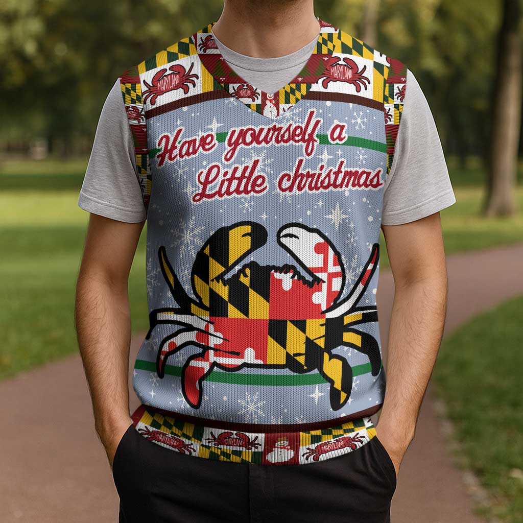 Maryland Symbols Christmas Knitted V-Neck Vest Xmas Holiday Patterns - Wonder Print Shop
