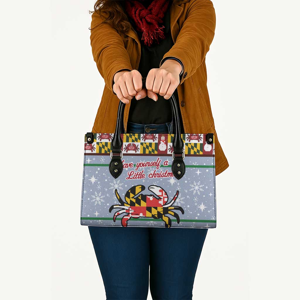 Maryland Symbols Christmas Leather Bag Xmas Holiday Patterns - Wonder Print Shop