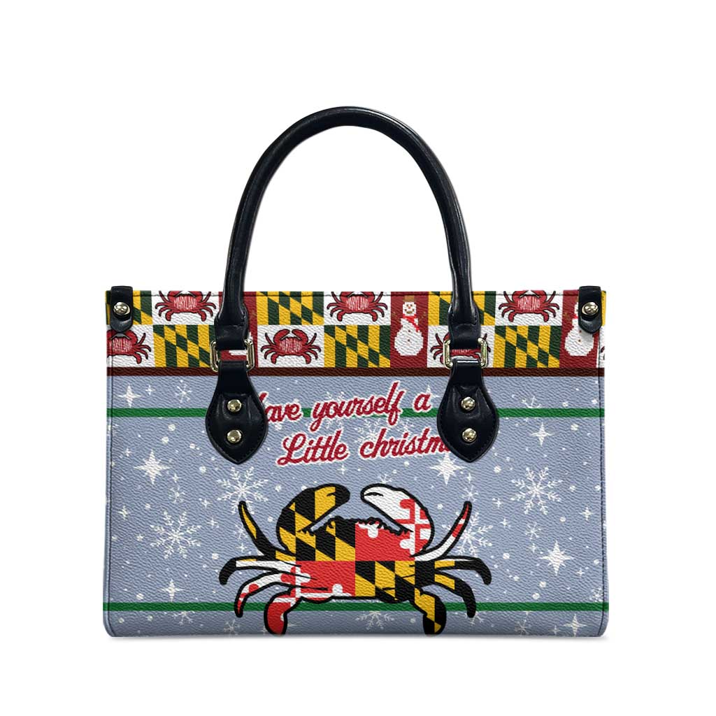 Maryland Symbols Christmas Leather Bag Xmas Holiday Patterns - Wonder Print Shop