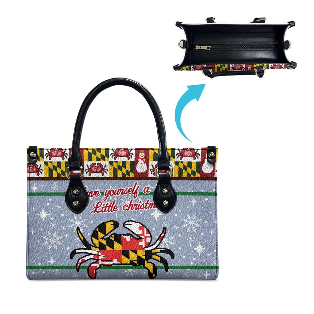 Maryland Symbols Christmas Leather Bag Xmas Holiday Patterns - Wonder Print Shop