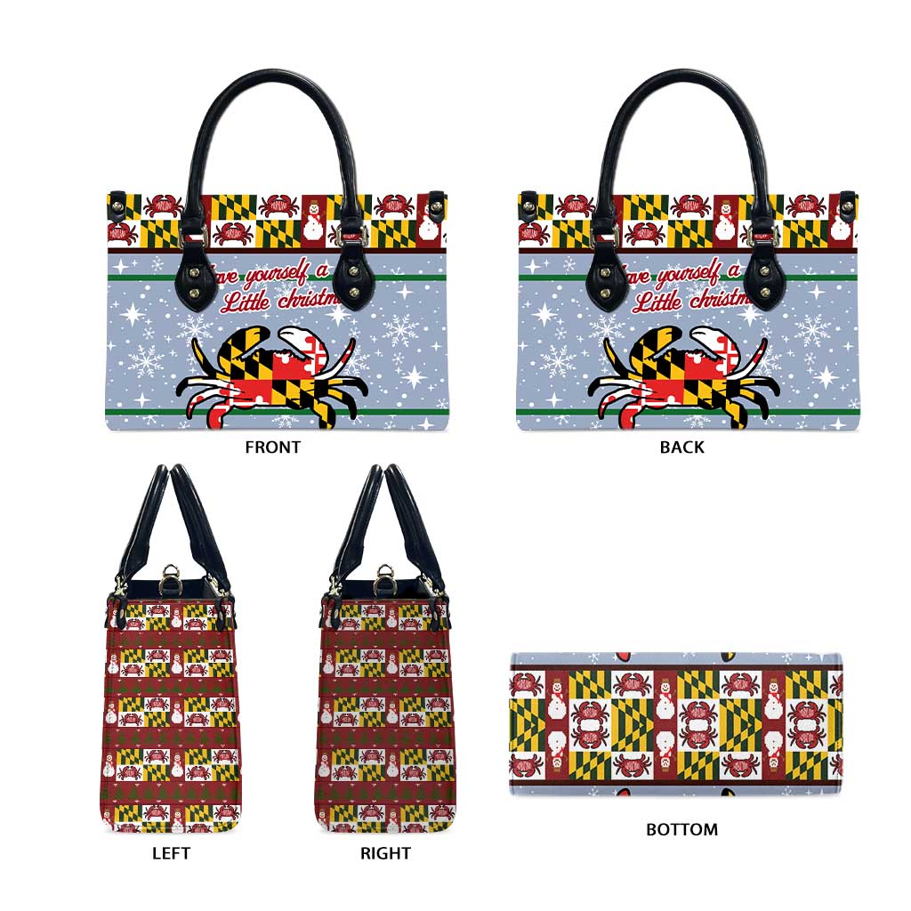Maryland Symbols Christmas Leather Bag Xmas Holiday Patterns - Wonder Print Shop