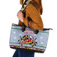 Maryland Symbols Christmas Leather Tote Bag Xmas Holiday Patterns - Wonder Print Shop
