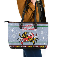 Maryland Symbols Christmas Leather Tote Bag Xmas Holiday Patterns - Wonder Print Shop